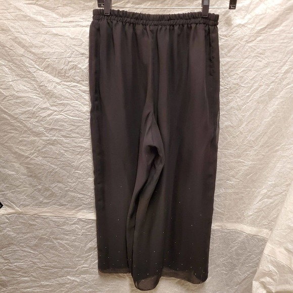 Gigi's Closette Glenview Women's Black Matching Set Pants and Top with Rhines... - Picture 2 of 9
